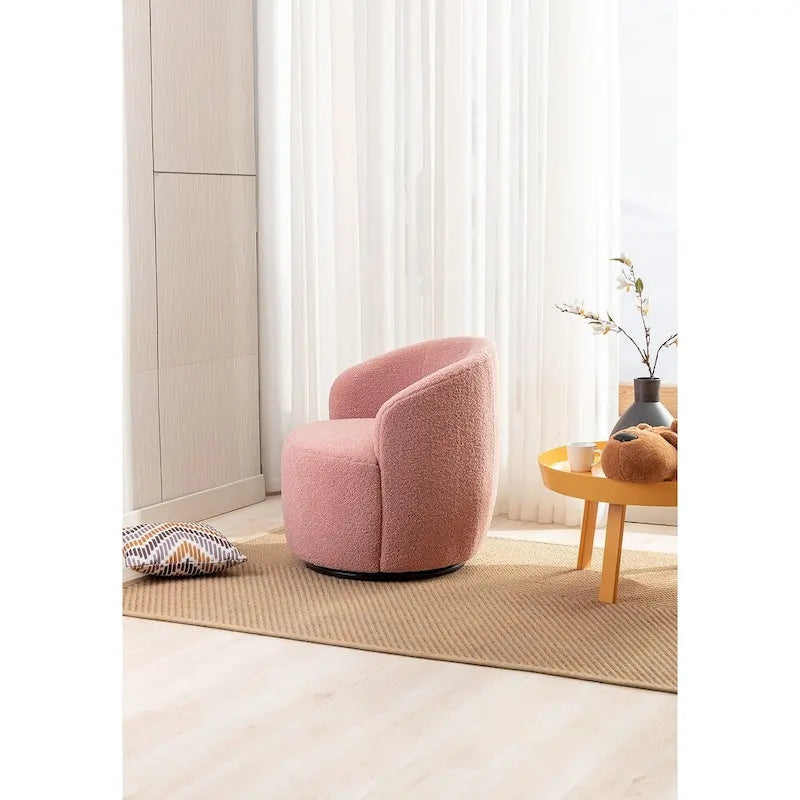 Fauteuil d'appoint pivotant en tissu Teddy, fauteuil club