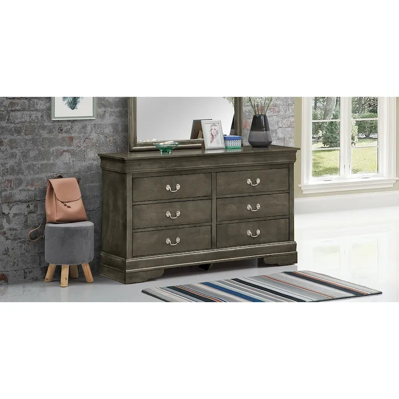 Commode classique à 6 tiroirs avec moulures incurvées