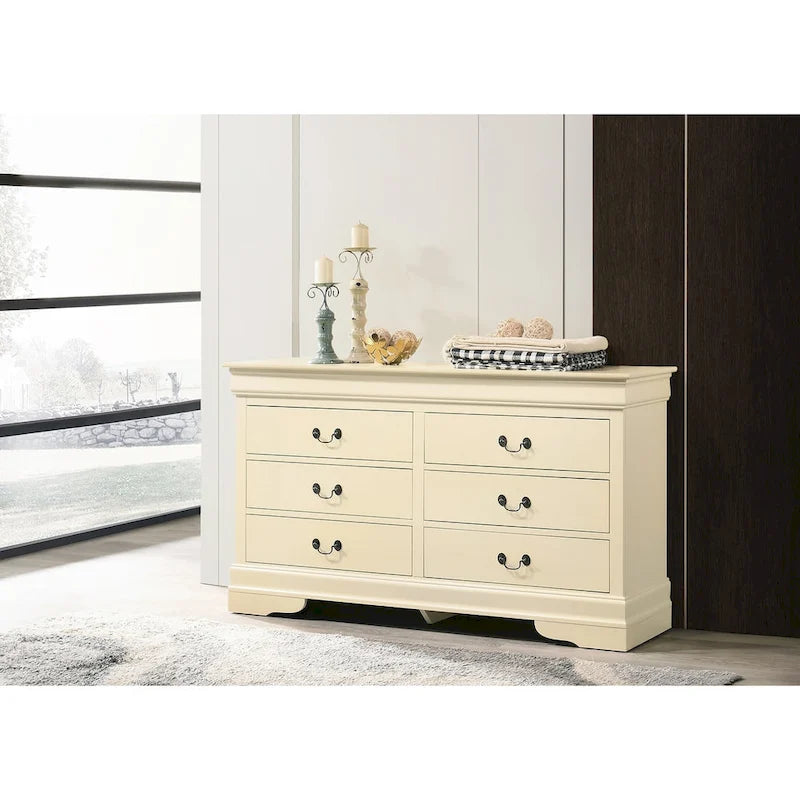 Commode classique à 6 tiroirs avec moulures incurvées