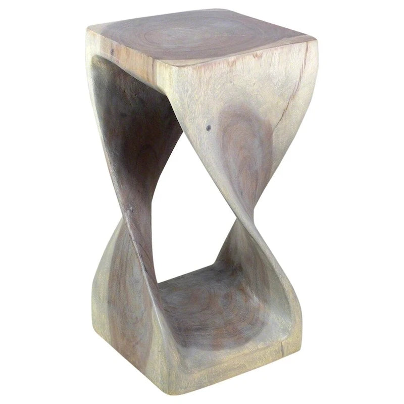 Tabouret Original Wood Twist 12x12x23 po Huilé Gris