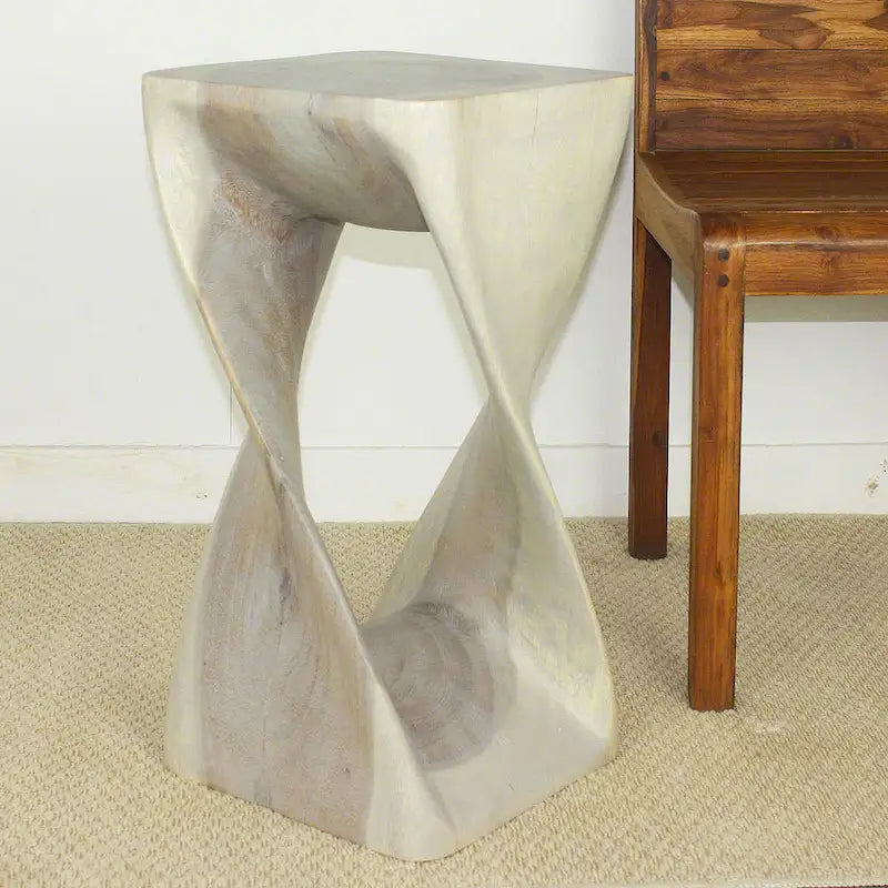 Tabouret Original Wood Twist 12x12x23 po Huilé Gris