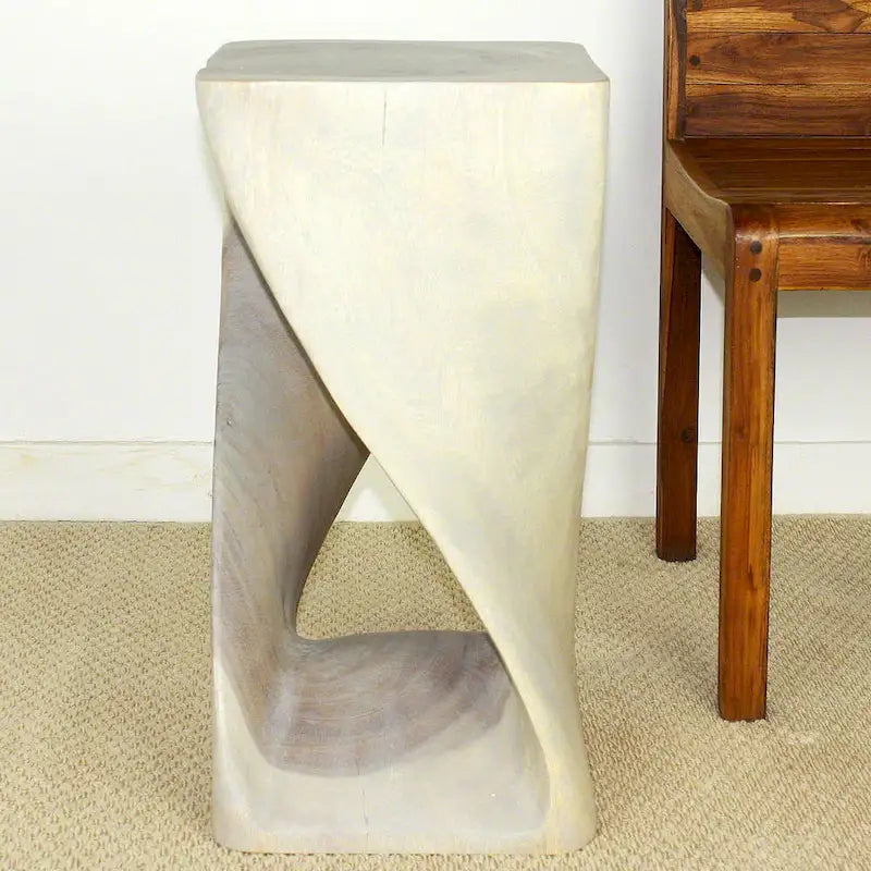 Tabouret Original Wood Twist 12x12x23 po Huilé Gris