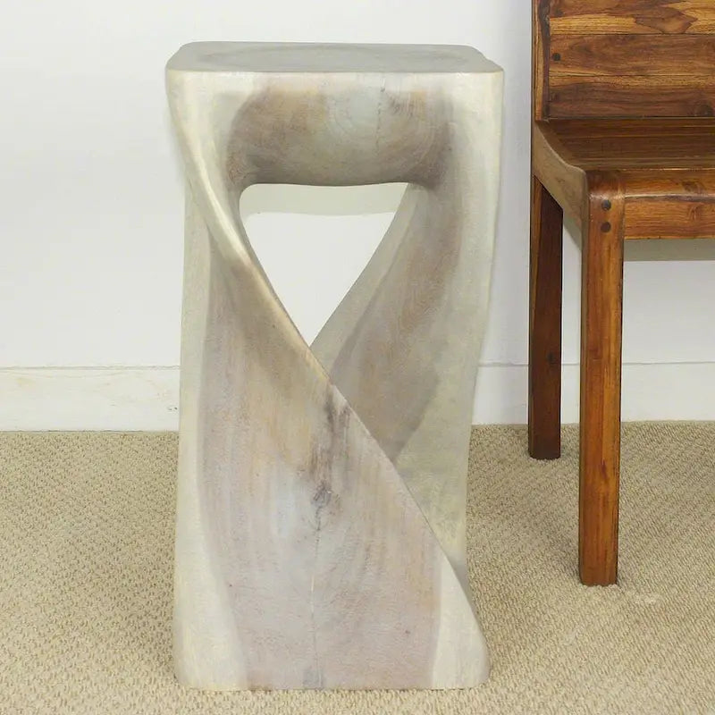 Tabouret Original Wood Twist 12x12x23 po Huilé Gris