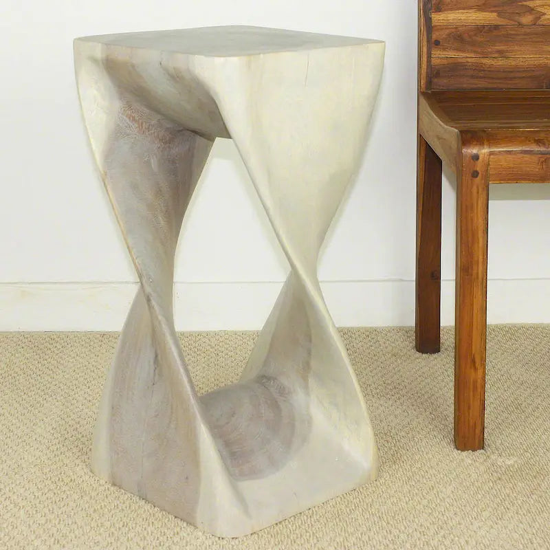 Tabouret Original Wood Twist 12x12x23 po Huilé Gris