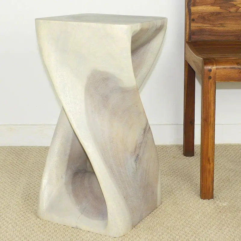 Tabouret Original Wood Twist 12x12x23 po Huilé Gris