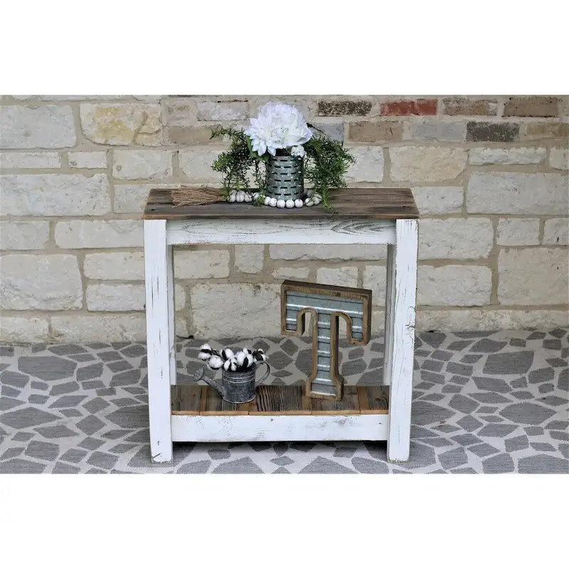 Console rustique en bois de récupération 30x10x30