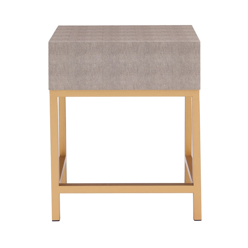 Table d'appoint à 1 tiroir effet galuchat avec piètement doré