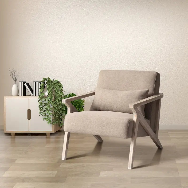 Fauteuil d'appoint en bois massif rembourré