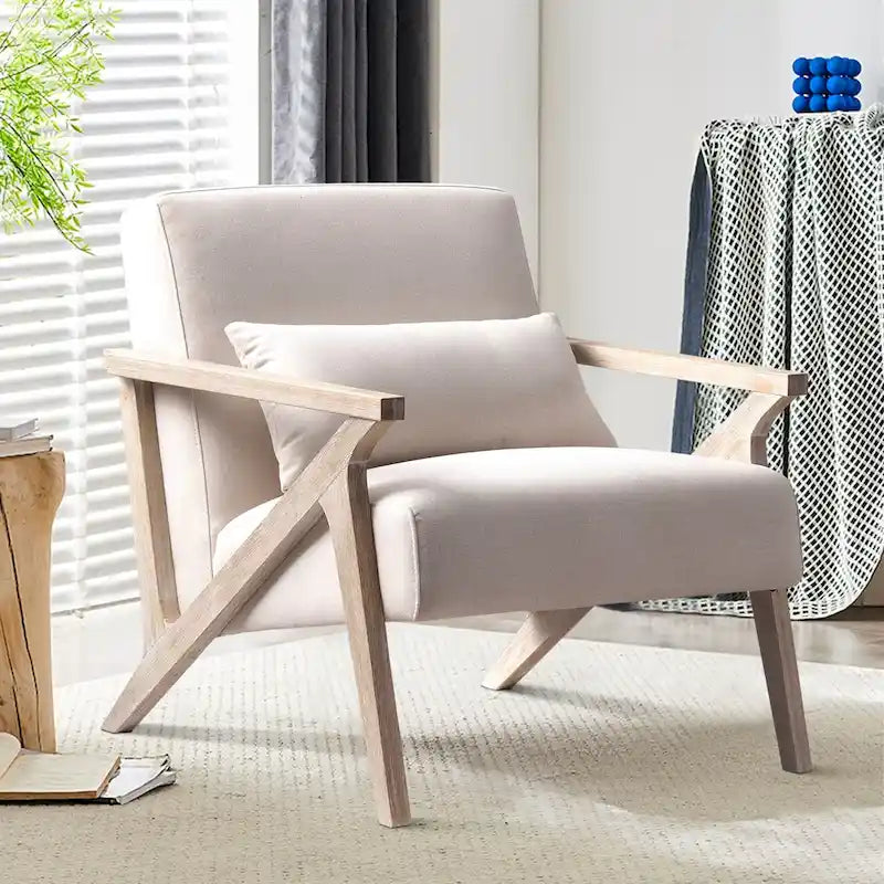 Fauteuil d'appoint en bois massif rembourré