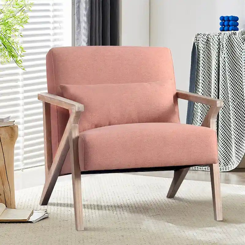 Fauteuil d'appoint en bois massif rembourré