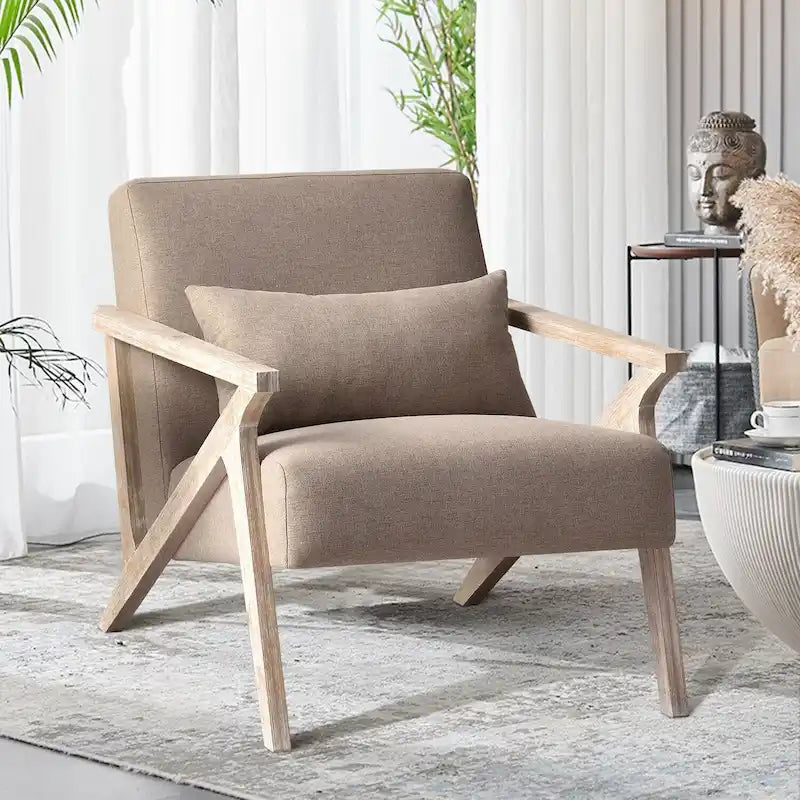 Fauteuil d'appoint en bois massif rembourré