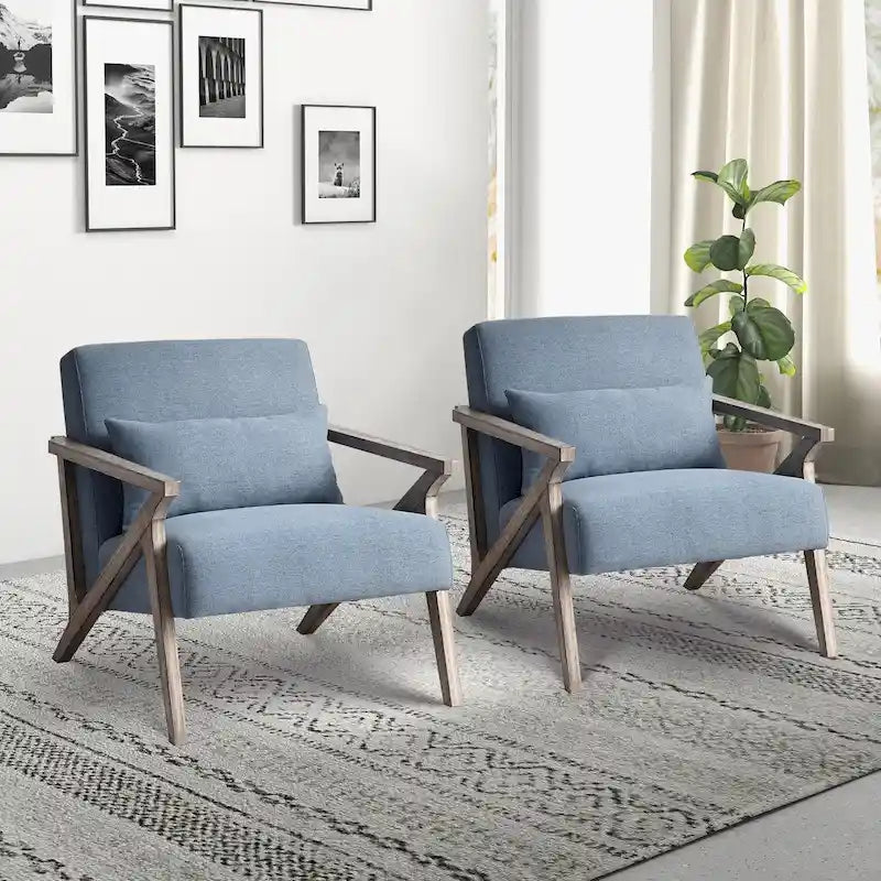 Fauteuil d'appoint en bois massif rembourré