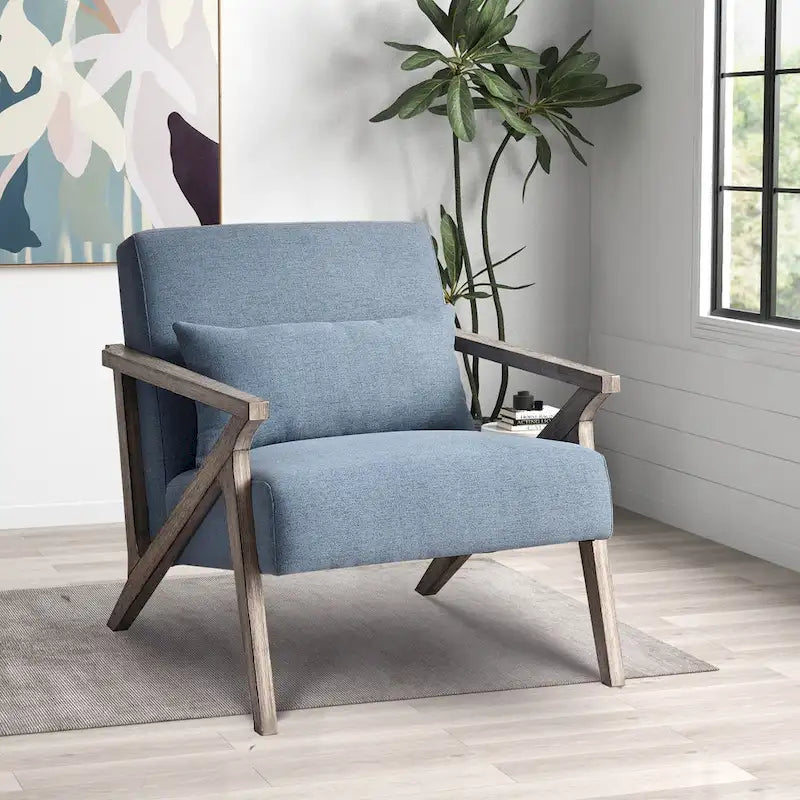 Fauteuil d'appoint en bois massif rembourré