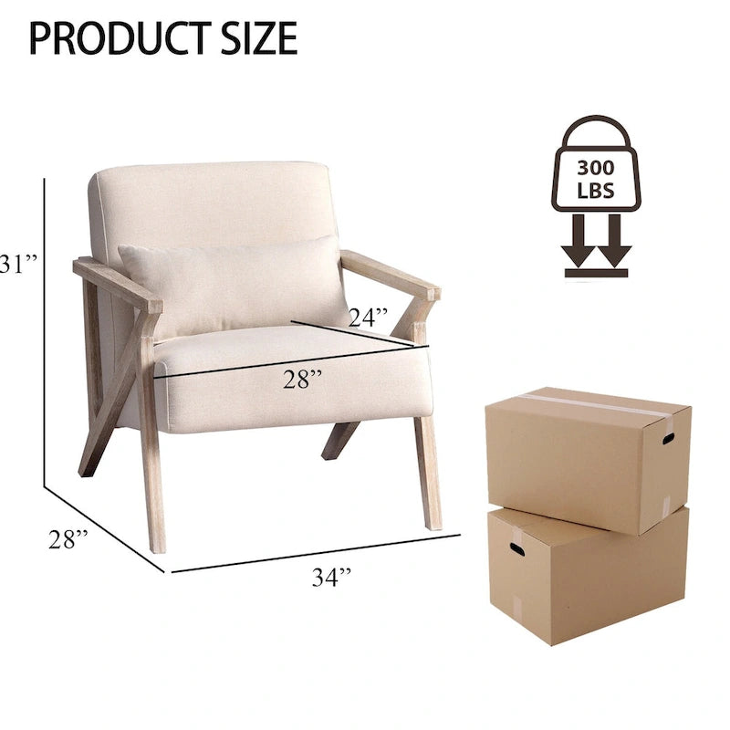 Fauteuil d'appoint en bois massif rembourré