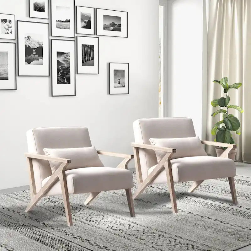 Fauteuil d'appoint en bois massif rembourré
