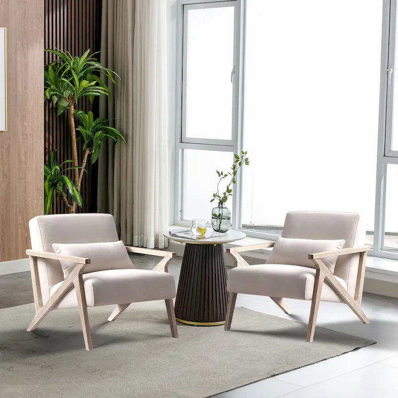 Fauteuil d'appoint en bois massif rembourré