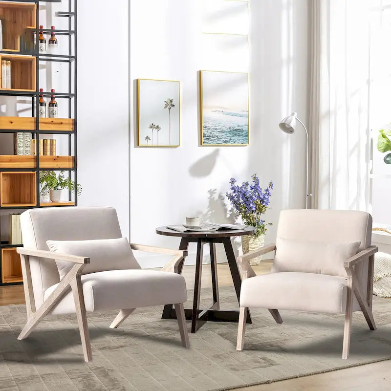 Fauteuil d'appoint en bois massif rembourré