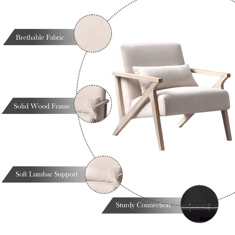 Fauteuil d'appoint en bois massif rembourré