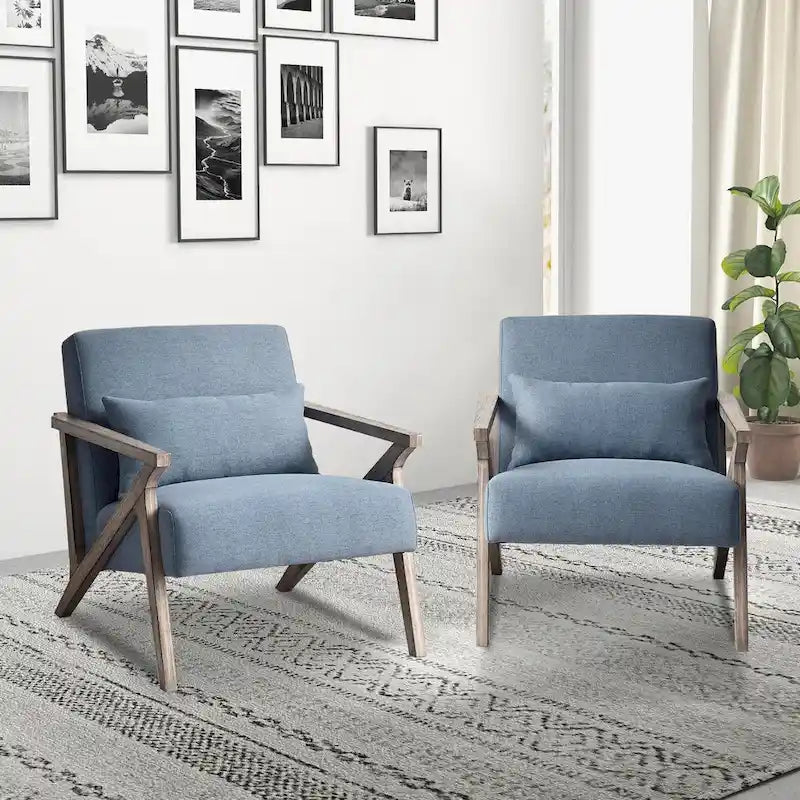 Fauteuil d'appoint en bois massif rembourré