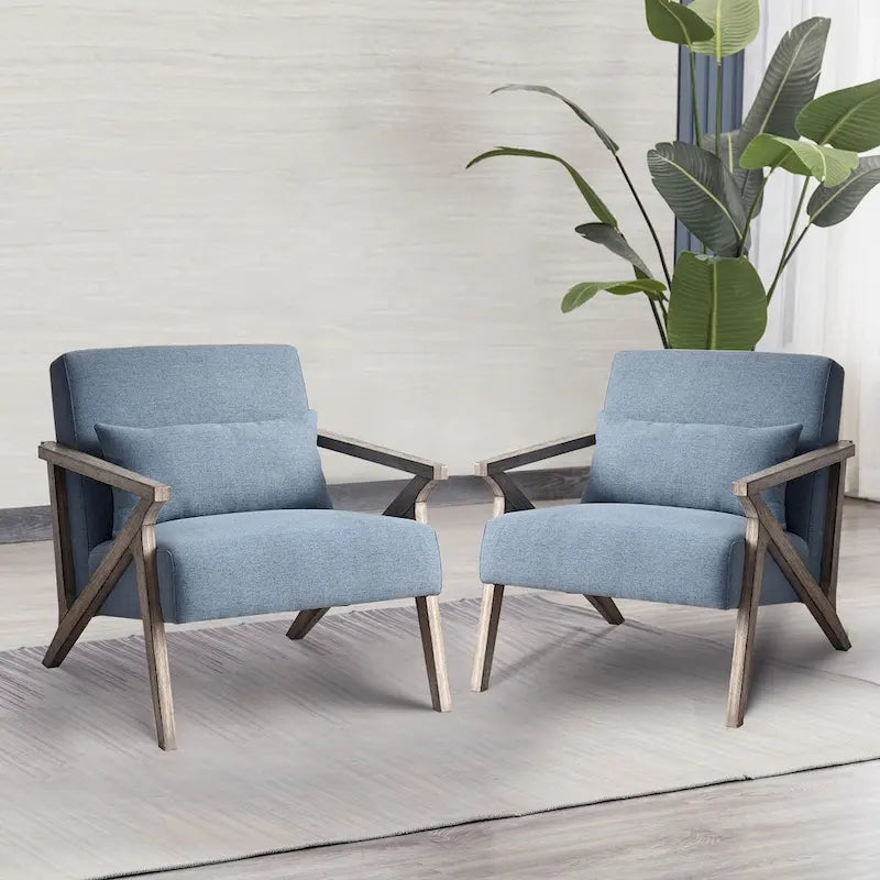 Fauteuil d'appoint en bois massif rembourré