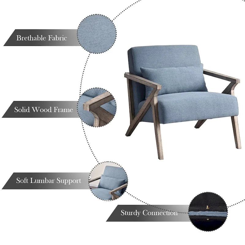 Fauteuil d'appoint en bois massif rembourré