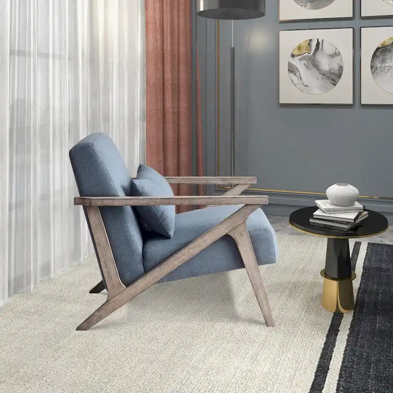 Fauteuil d'appoint en bois massif rembourré