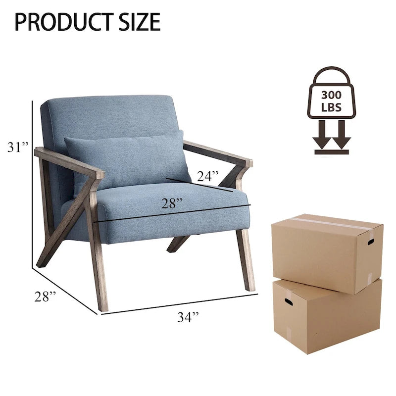 Fauteuil d'appoint en bois massif rembourré