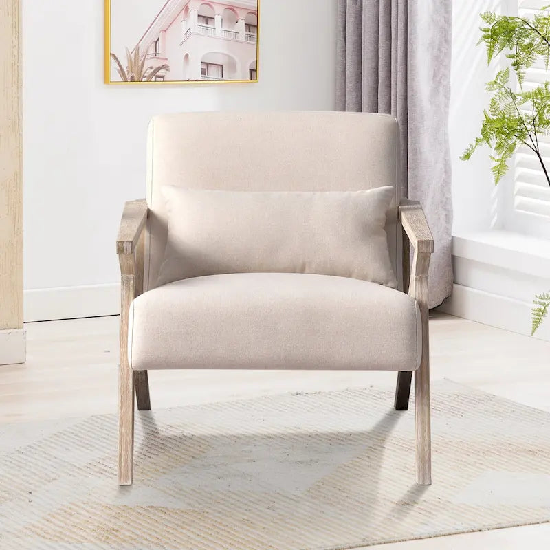 Fauteuil d'appoint en bois massif rembourré