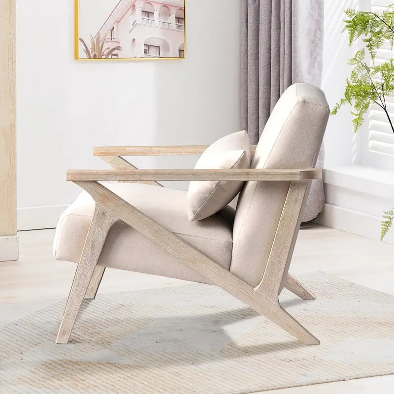 Fauteuil d'appoint en bois massif rembourré