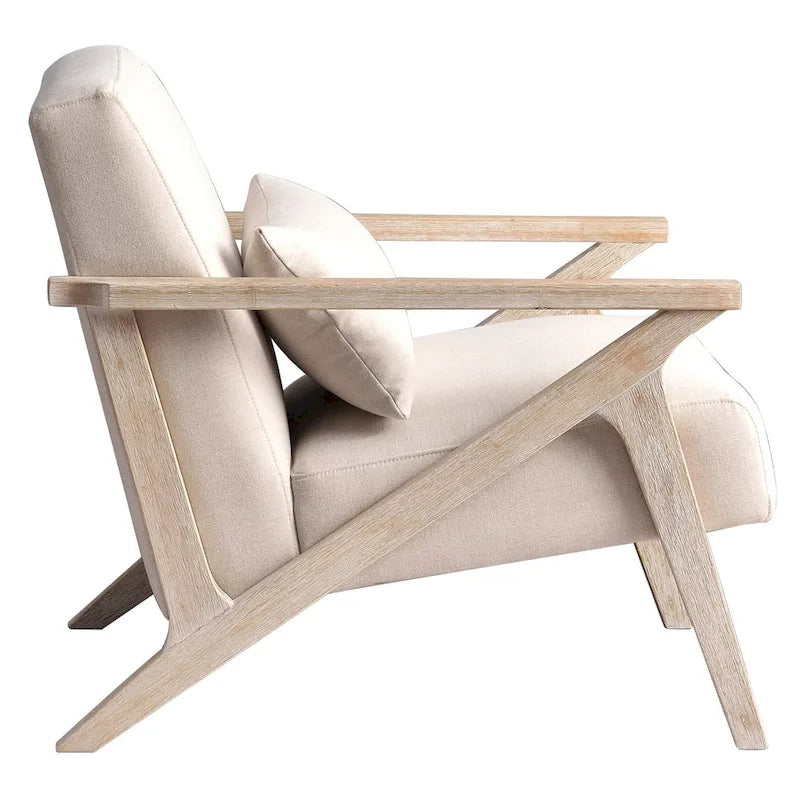Fauteuil d'appoint en bois massif rembourré