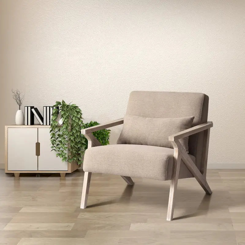 Fauteuil d'appoint en bois massif rembourré