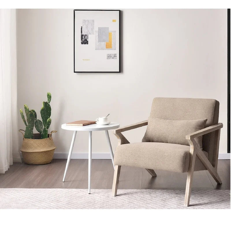 Fauteuil d'appoint en bois massif rembourré
