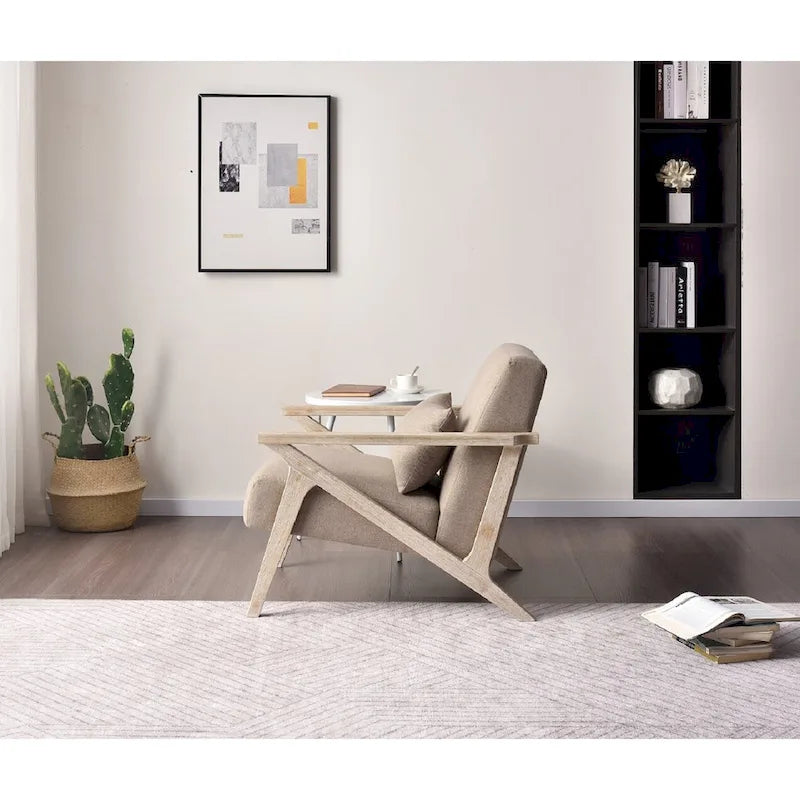 Fauteuil d'appoint en bois massif rembourré