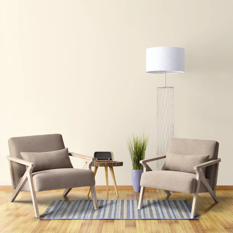 Fauteuil d'appoint en bois massif rembourré