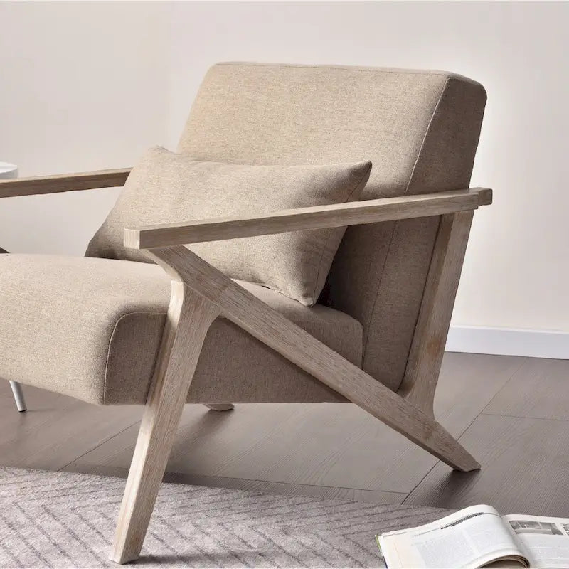 Fauteuil d'appoint en bois massif rembourré