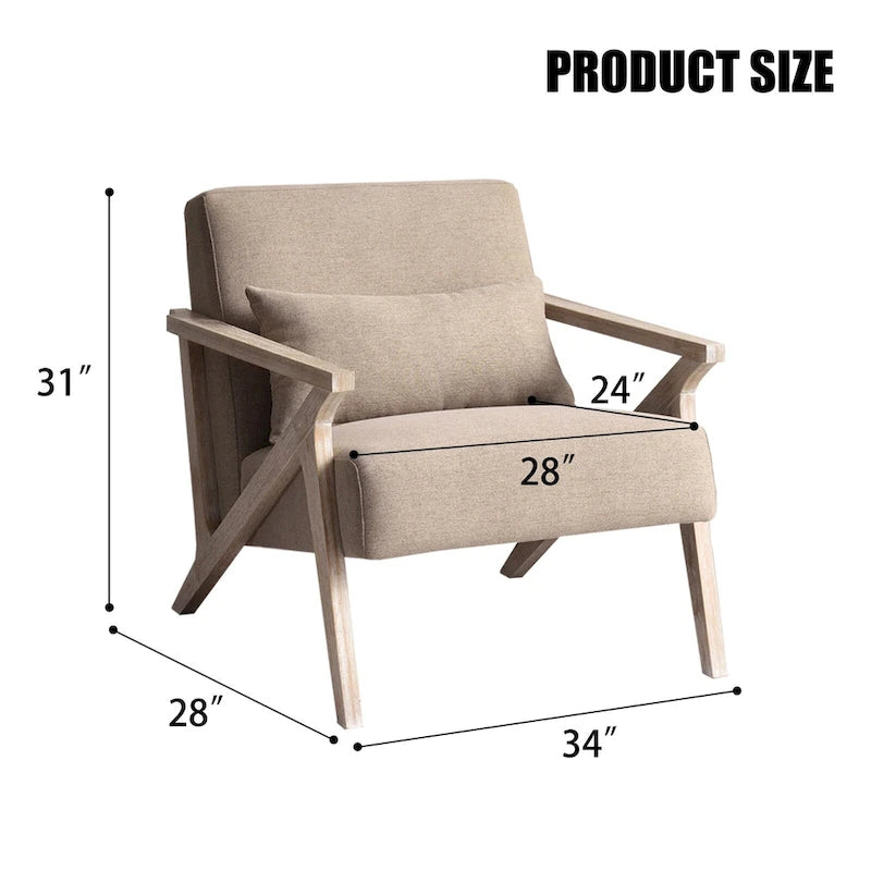 Fauteuil d'appoint en bois massif rembourré