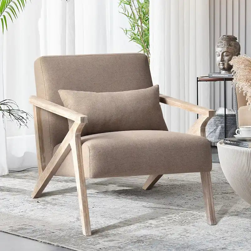 Fauteuil d'appoint en bois massif rembourré