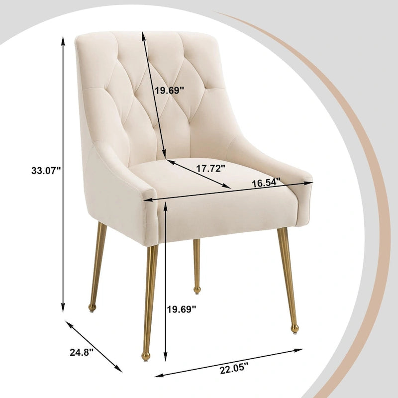 Chaises de salle à manger d'appoint en velours capitonné