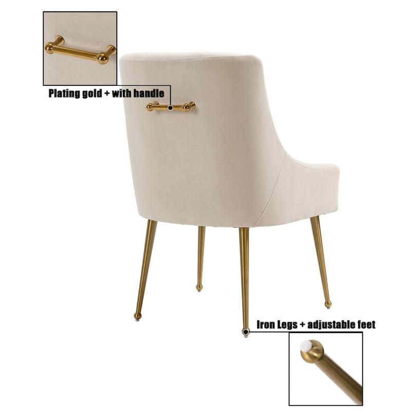 Chaises de salle à manger d'appoint en velours capitonné