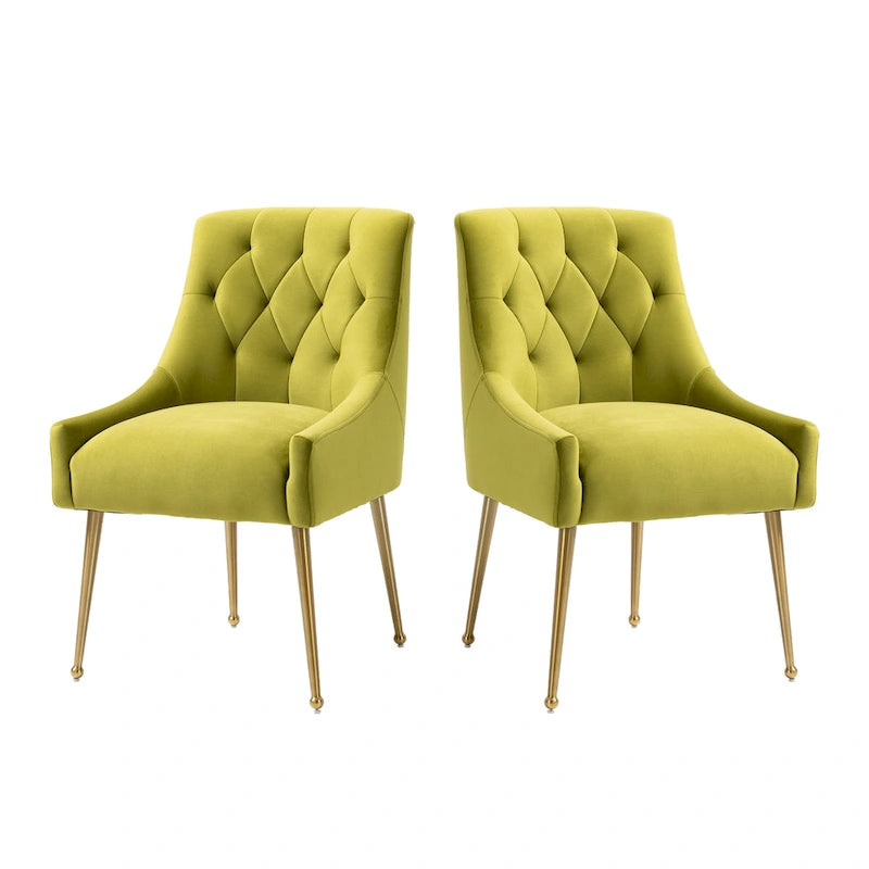 Chaises de salle à manger d'appoint en velours capitonné