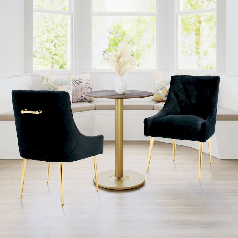 Chaises de salle à manger d'appoint en velours capitonné