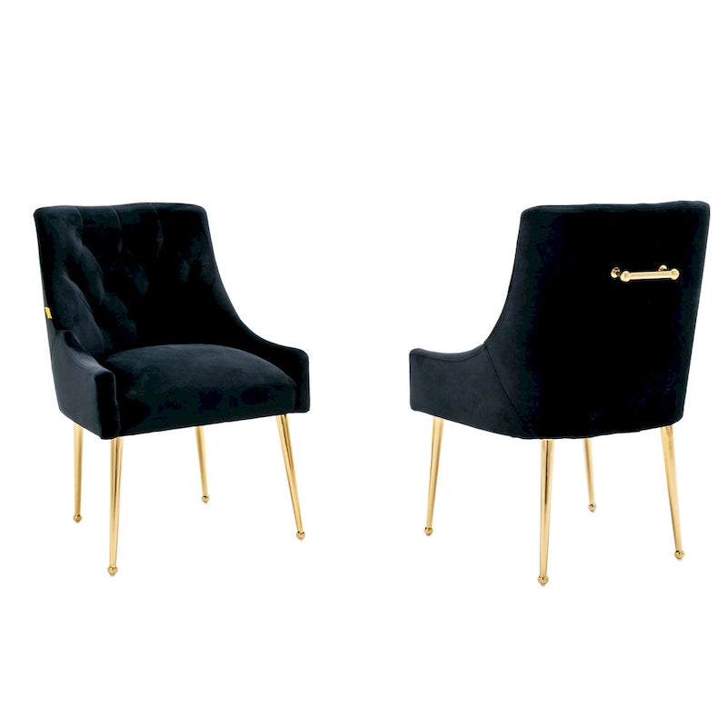 Chaises de salle à manger d'appoint en velours capitonné