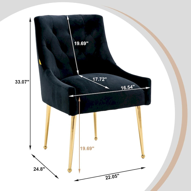 Chaises de salle à manger d'appoint en velours capitonné