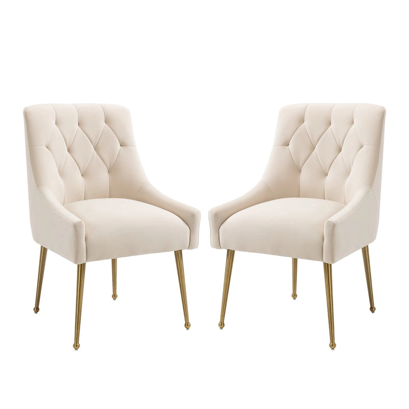 Chaises de salle à manger d'appoint en velours capitonné