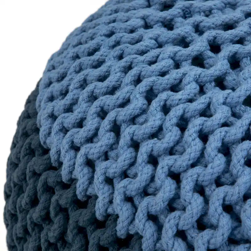 Pouf tricoté rond bohème