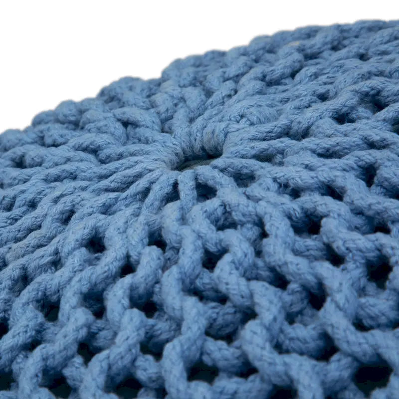 Pouf tricoté rond bohème