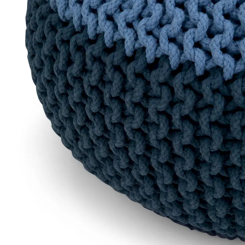 Pouf tricoté rond bohème