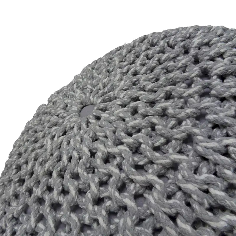 Pouf tricoté rond bohème