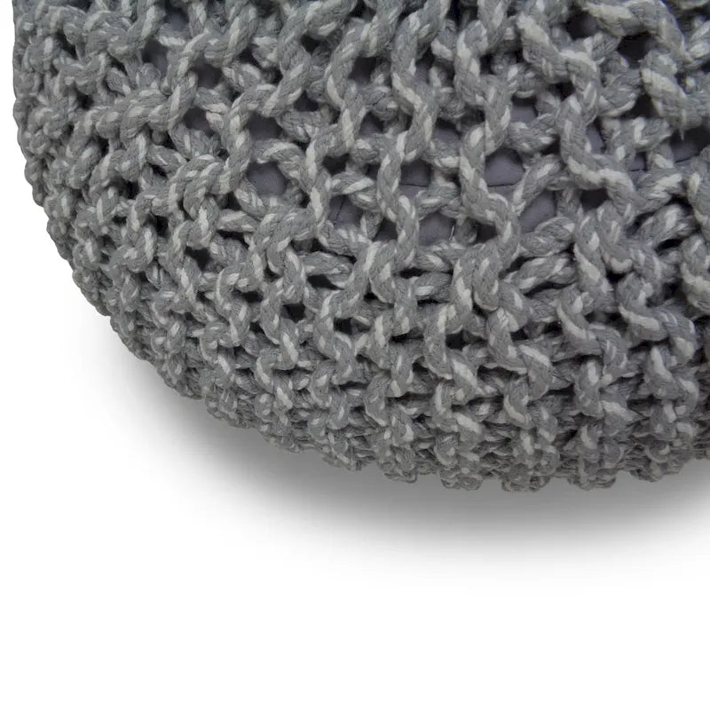 Pouf tricoté rond bohème