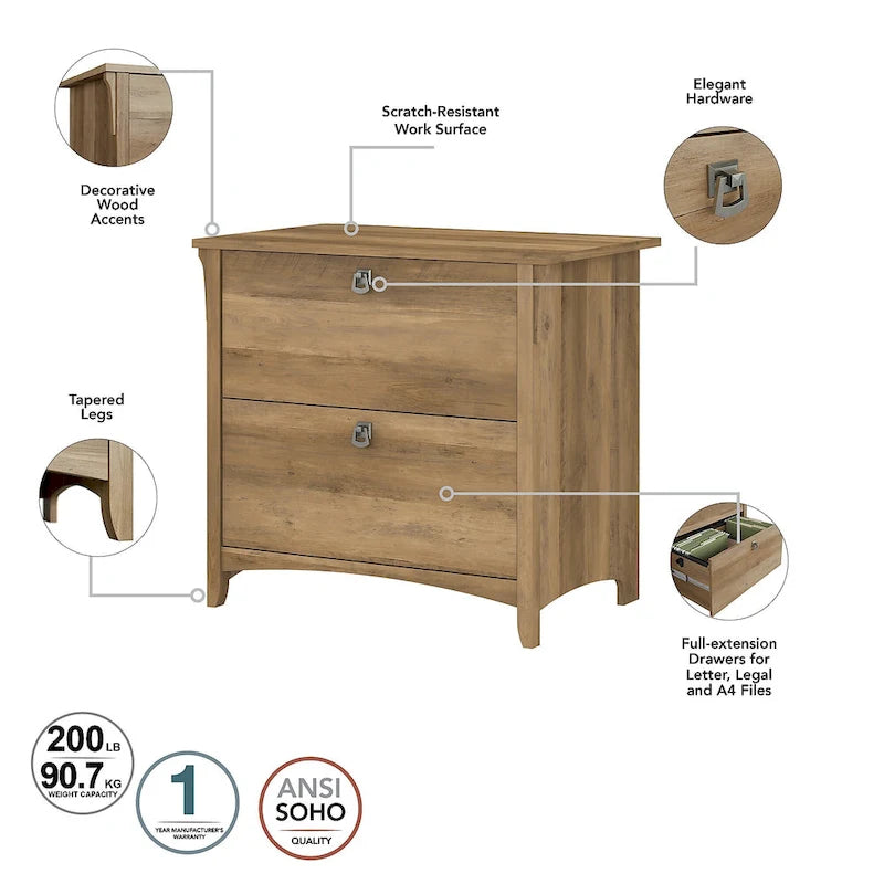 Bureau en L de 60W avec huche, classeur et bibliothèque